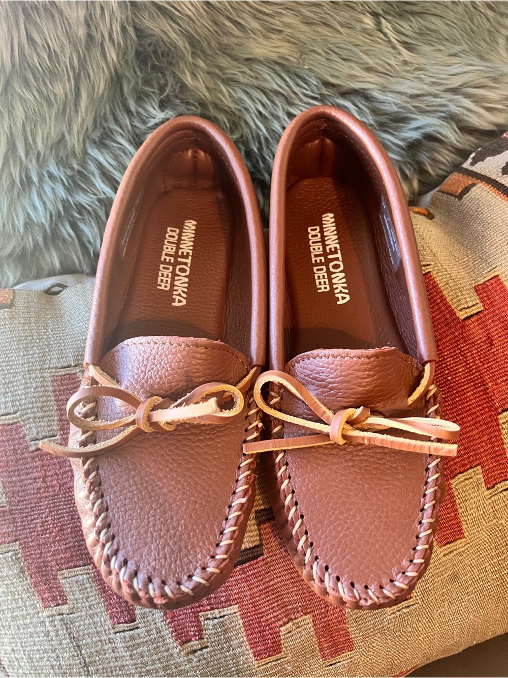 Minnetonka Womens leather Double Deer Moccasins - Carmel 218 in Size 8 NWOT